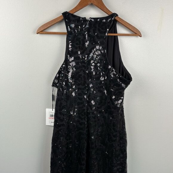 NWT Calvin Klein Mid-length Sequin Sheath Black Dress Sz 10 Cocktail Wedding - Picture 9 of 10